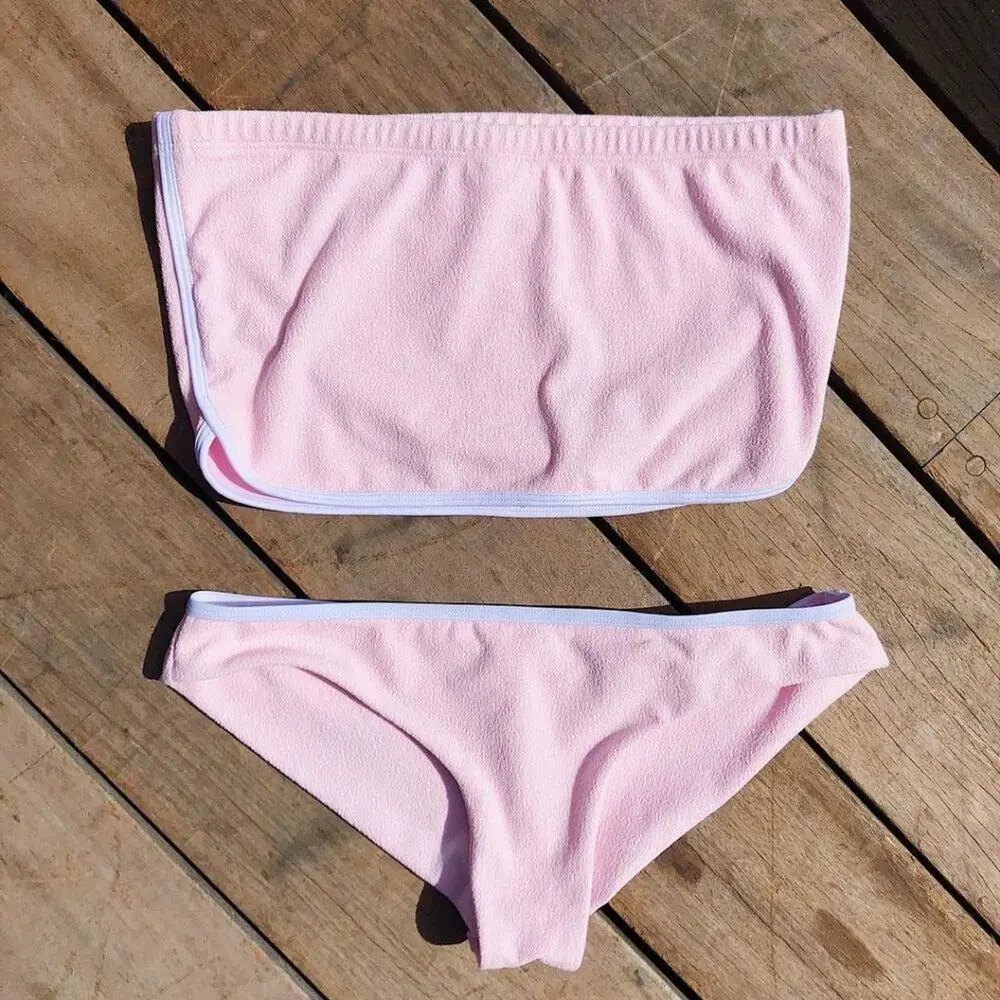 Frankies Bikinis Hannah 70s Cheeky Bikini Bottom - Rosewater - S - NWT